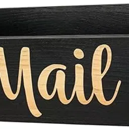UJEAVETTE Wood Mail Organizer Multipurpose Decorative Black Wall Mounted or Countertop-image-95