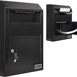 DuraBox Wall Mount Locking Deposit Drop Box Safe (W500) … (Black)-picture-20