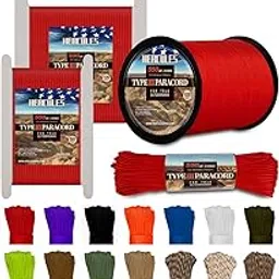 HERCULES Type III Paracord 550 Paracord Rope Parachute Cord, 250' Imperial Red Paracord for Camping Rope, Survival Rope-image-60