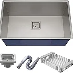 Stainless Steel Kitchen Sink Premium 304 Stainless Steel Single Bowl Kitchen Sink 24x18x10 Handmade with Fruit Basket, Coupling & Waste Pipe Included-picture-15