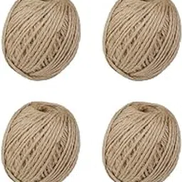 Sutli 120m Twisted Burlap Jute Twine Rope, 3 ply, Brown - Number of Rolls -4 image 1
