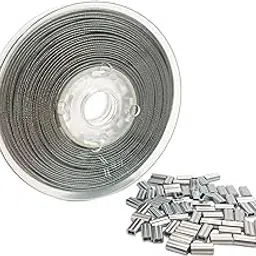 1 roll 1.0mm Picture Hanging Wire(100-Feet) and 60Pcs Aluminum Sleeves,Hanging Wire Has 7×7 Strands of 304Stainless Steel Wire Rope Wound Up, Supports Up to 35lbs，for Frame Picture, Mirror Hanging-image-4