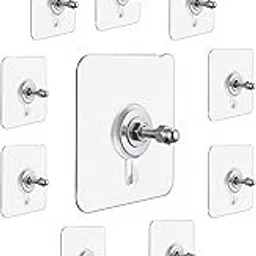KVJ STOREZ 10 Piecess Self Adhesive WallHooks - Heavy Duty Transparent Hooks for Photo FramesHooks, Wall Clocks, Keys - No Damage, Easy Installation (Screw Type Hooks)-image-68