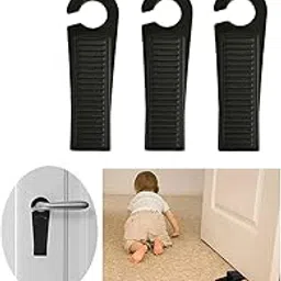 Door Stopper for Home, Fapiwen 3Pcs Non-Slip Door Wedges, Baby Safety Wedge with Rubber Hook Door Stop Stoppers Block Wedge Doorstops for Home Office Warehouses Classrooms (Black)-image-53