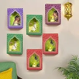 CraftVatika Jharakho Diya Set of 2 Diwali Decoration Items, Home Decor Items Festive Decor Item, DIY Craft Traditional Jharokha Box for Hanging (Pack of 2)-picture-11
