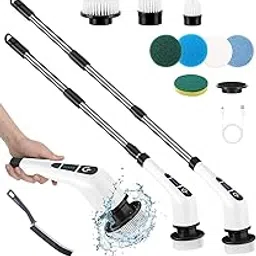 Tusmad Electric Spin Scrubber 9 in 1 Cordless Cleaning Brush With Adjustable Speed, LED Display for Bathroom Tub Tile Floor - Home Cleaning Mop-picture-18