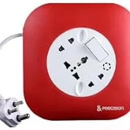 PRECISION Portable Extension Board | Universal Power Socket with Switch & Long Wire | Ideal for Laptop, Mobile & Home Appliances (RED) image 1