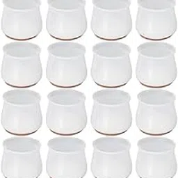 Clickswift 16 Pcs Rubber Chair Legs Protectors for Hardwood Floors Prevent Scratches and Noise - Ruby Sliders Felt Furniture Pads for Table Stool Feet (White) image 1