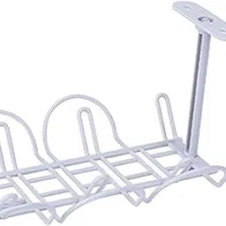 HEAVENGLOW Under Desk Cable Cord Holder Tray Power Strip Management Organizer Gray-image-26