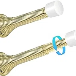 HOMOTEK 2 Pack Telescoping Spring Door Stoppers, Extended from 3-1/8 to 4-1/4 inches Wall Mount Extra Long Door Stops- Flexible Spring Doorstops Wall Protector (Bright Brass)-picture-10