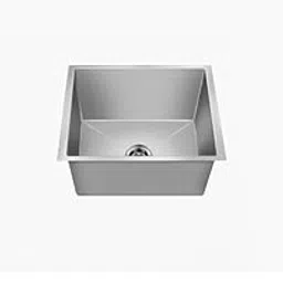 NIRALI Heavy Duty Stainless Steel Kitchen Sink | Single bowl Sink Round Coupling | Rust & Stain Resistant | Brushed Matt Finish | Minimizes Sound Molly Square Sink (SS-304) (21" x 18" x 8")-picture-16