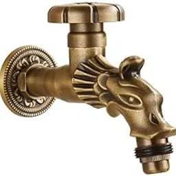 Antique Brass Dragon Shape Wall Mounted Washing Machine Water Tap Balcony Copper Cold Water Taps-image-77
