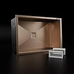 Lorazzo Lustr™ Kitchen Sink (COPPER COLOR) – 24X18 inches | CERTIFIED 304 Stainless Steel Sink for Kitchen | with SS-304 Coupling, Waste Pipe & Basket | 20-Year Lorazzo Limited Warranty image 1