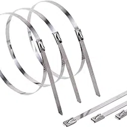 TERXA Stainless Steel Cable Zip Ties | Self-Locking Ties For Exhaust Wraps | Wire Harnesses | Automotive & Industrial Use | For Vehicles/Farms/Pipes/Roofs/Outdoor (Pack of 10 PCs)(4.6x300mm)-image-6
