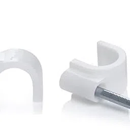 GLOBOMOTIVE PVC Wire Fastener Circle Cable Clips with Metal Nails for Cable Management, Cord Organizer, White (Pack of 120, Mix Sizes) image 1