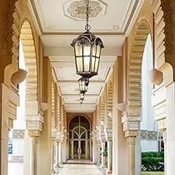 The Crafted Gesture Vintage Hanging Pendant Light, Gothic Style Lantern, Black Metal Chain, Indoor/Outdoor Corridor Hanging Lamp-image-34