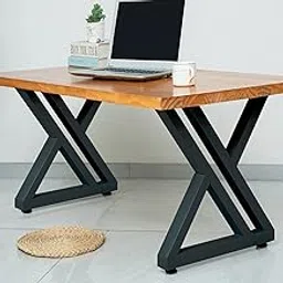 28 Inch High Triangular Shaped Metal Table Legs, Modern Cast Iron Welded Desk Legs, Metal Home DIY Project for Nightstand, Coffee Table, Desk, etc. with Adjustable Floor Protector, Black 2PCS-picture-21