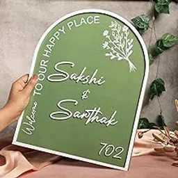 MustHome Name plate for home entrance | Wood Personalized Name Plate with 3D Letters | Door name plates | Name Plate For Home, Office & Outdoor Entrance (RMH-03)-picture-12