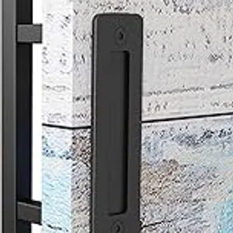 Tazweeq Sliding Barn Door Handles, Pulls Double Sided Hardware Set, Heavy Duty, Square, Rustic, Powder Coated Finish, Easy Install, for Balcony Glass Doors, Bathroom Sliding Doors, Matte Black-image-0
