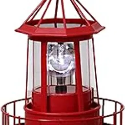 LED Solar Powered Lighthouse, 360 Degree Rotating Lamp Courtyard Decoration Waterproof Garden Smoke Towers Statue Lights for Outdoor Patio Garden Pathway-image-70