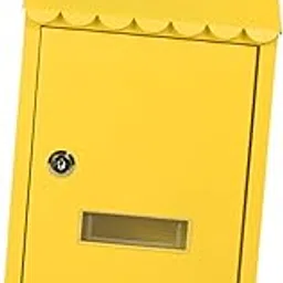 Merishopp Metal Wall Mounted Post Box Letterbox with 2 Keys for Office Business Sturdy Yellow|1 Locking Wall Mailbox|Home & Garden-image-40