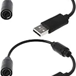 Jedihra 2 Pack Replacement Dongle USB Breakaway Cable for Xbox 360 Wired Controllers, Extension Adapter Cable for Xbox 360 (2, 2 Pack Black)-image-24