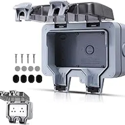 Serplex® 146 Type Double Socket Switch Cover with Flip Up Lid Duplex Receptacle Outlet Cover for 86mm×146mm Faceplate Waterproof Cover for Duplex Outlet Electric Switch Socket (Socket Not Included)-image-81