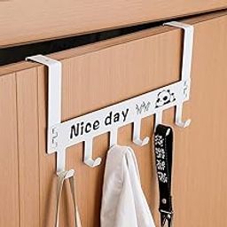 AIMERS Hanger for Clothes Hanging Over The Door Hanger Towel Rack 6 Peg Door Hooks for Hanging Door Coat Rack for Towels Clothes Behind Back for Home Accessories White-image-32