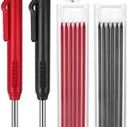 Wisik enterprise Solid Carpenter Pencil Set with 6 Refills, Center Punch, Long Nosed Deep Hole Mechanical Marker for Woodworking, Metal, Plastic, Glass, Leather Craft (1 pack)-image-15