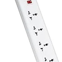 FatCherry Powerstrip 4 Internatiol Socket, 1 LED Indicator Switch, 3 Meter Wire and 6 Ampere India Plug-White Extension Board-image-10