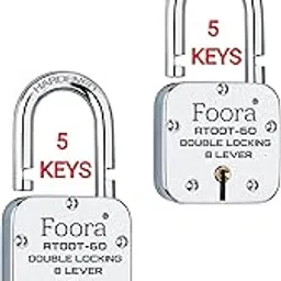 Foora Lock and Keys Door Lock for Home atoot 60 Hardened Shackle Padlock with 5 Keys Each Double Locking 8 Lever (Atoot 60mm Pack of 2)-picture-27