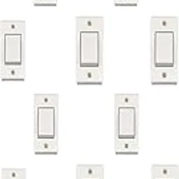 Glare Max 6Amp Non-Modular Electrical Switch with Screws, Polycarbonate Body, Heavy Duty, Suitable for Home & Office Use Color - White (Pack of 10)-image-84