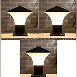 GreyWings Black Metal Outdoor Gate Light for Pillar, Waterproof Modern Boundary Wall Lamp with B22 Holder, Decorative Entrance Light for Home & Garden, Pack of 3-image-14