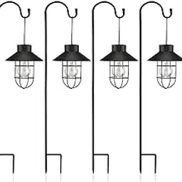 Zyvola Enhance Your Outdoor Space with Elegant Solar Hanging Lanterns - 4 Pack Waterproof Metal Pathway Lights, Easy Installation, Retro Design-image-5