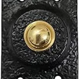 Adonai Hardware "Zimran" Black Antique Iron Rectangular Bell Push - Matte Black Powder Coated-image-46