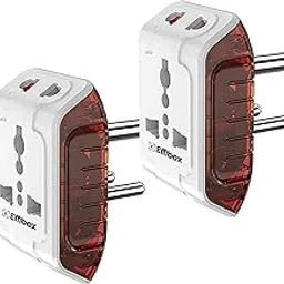 EMBOX 3 Pin Multi Plug Socket-Universal Travel Adapter with Individual Switch Safety Shutter LED Indicator-3 Way Plug Extension for Home Office Travel-5A-250V (2/3 PIN Plug Pack of 2)-image-97
