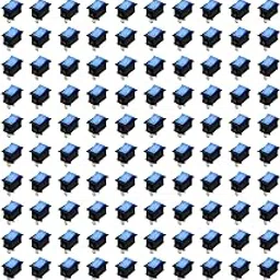 Electronic spices Small Mini Boat Snap-in 2-Pin Plastic On/Off Rocker Switch Button (100psc) (BLUE)-image-1