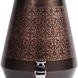 Antique Copper Water Dispenser | Floral Engraved Pure Copper Matka with Tap | Ayurvedic Health Benefits | Elegant Design for Home/Office, Rose Gold, Pack of 1 (Capacity - 10L)-image-45