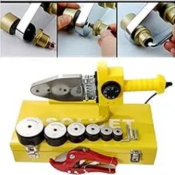 PPR Pipe Welding Machine 20 to 63 mm in Yellow Steel Box with 42mm PPR PVC Short Cutter-image-49