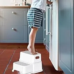 EKYLIP Children's Double Step Stool | Dual Height | Non-Slip Rubber Treads & Carry Handle | Kids Bathroom Kitchen Aid | Kids Two Step Stool - Non-Slip Dual Height Helper for Potty, Sink, and Kitchen-image-57