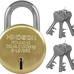 Hindson 65mm Round Lock with 6 Keys - Brass Finish and Double Locking Mechanism for Home, Offices, Appartments, Main Doors, Gates, and Shutters-picture-20