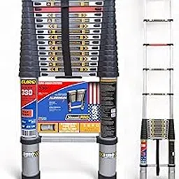 Euro Ladder Systems Pro Telescopic Ladder 6.3 Meter (20.6 ft) - Stores at 3.6 ft - Zero Flex Technology (Rock Solid)- Red Que Safe Step - Anti Skid feet - 150kg Capacity-image-91