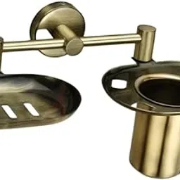 Wall-Mounted Chrome Plated Metal Bathroom Storage Organizer (Bronze)-picture-10