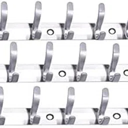 Urim Premium Stainless Steel 6 Pin Cloth Hanger Wall Mounted Bathroom Cloth Hanger,Coth Wall Hook,Door Hooks Rail for Hanging Keys,Clothes,Towel (Pack of 3)-picture-12