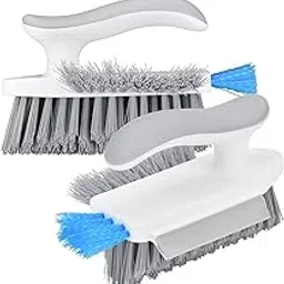 SHUTTLE ART Floor Scrub Brush, 4 in 1 Bathroom Cleaning Brushes, Scrubbing Brush with Comfort Handle, Grout Cleaning Scrubber for Kitchen, Tile Joint, Bath, Sink, Window (White)-picture-29