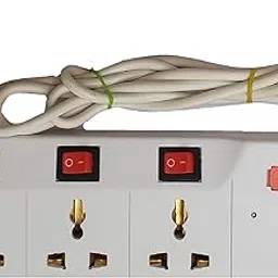 MLU 4+4 Ext Strip 2 mtr Extension Cord;6 Amp 4 Universal Multi Plug Point Extension Board with LED Indicator-picture-43