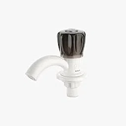 FlowGuard by Hitank Charcoal Series PTMT Pillar Cock | Table Mounted | Stylish & Durable Tap for Bathroom/Outdoor | Colour - White & Charcoal (Transparent Glossy Head) (FG23102)-image-2
