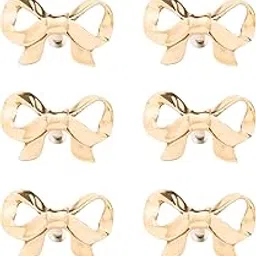 Indian Shelf 6 Pieces Brass Gold Bow Drawer Knobs for Kitchen Cabinet Hardware Tie Nursery Door Decorative Kids Dresser Knobs Pulls Premium Vintage-image-22