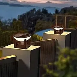 Fastlink;Solar Post Light for Outdoor Patio Deck Fence - LED Circular Cap Lantern for Garden Decor-picture-15