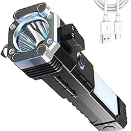 GVV 3W LED Rechargeable Torch Light | Long Beam Flashlight with Hammer, Glass Breaker & Seat Belt Cutter | Portable Car Emergency Rescue Torch for Outdoor & Camping (Mini 2)-picture-10